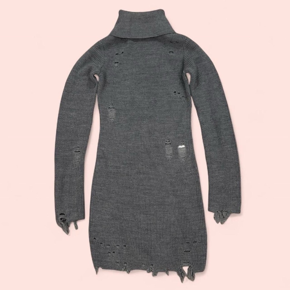 Lovers + Friends Turtleneck Distressed Sweater Dress